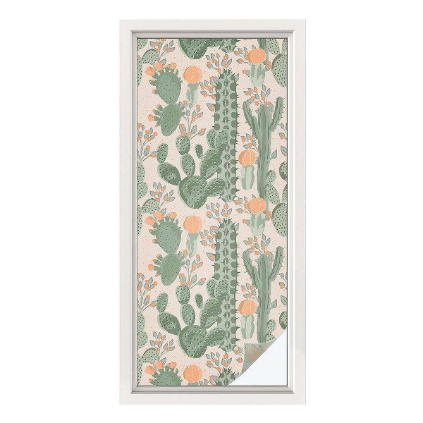 Sichtschutz Klebefolie Buntglasoptik Grüne Sukkulenten