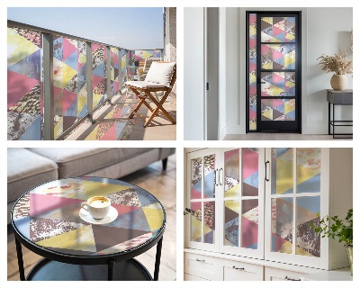 Sichtschutz Klebefolie Buntglasoptik Bunte Dreiecke