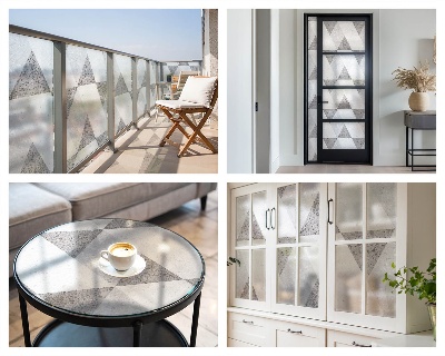 Sichtschutz Klebefolie Buntglasoptik Graue Dreiecke