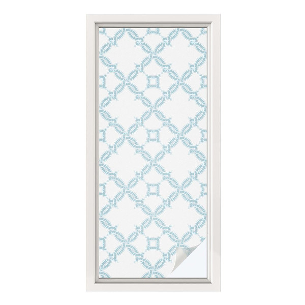 Sichtschutz Klebefolie Buntglasoptik Blaue Geometrie