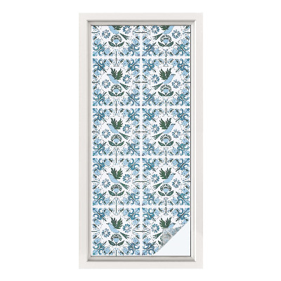 Sichtschutzfolie Fenster Buntglasoptik Blaue Blumen