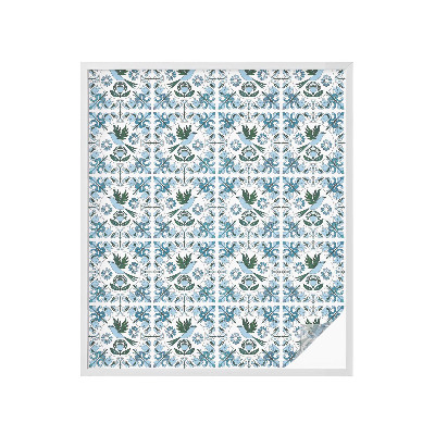 Sichtschutzfolie Fenster Buntglasoptik Blaue Blumen