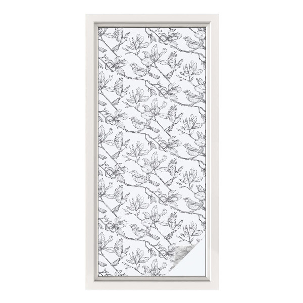 Fensterfolie Sichtschutz Vögel und Blumen