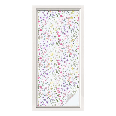 Sichtschutzfolie Fenster Buntglasoptik Blumenwiese