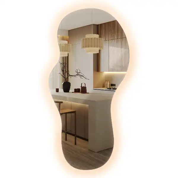 Organischer Spiegel mit Beleuchtung für die Wand im modernen Design