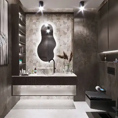 Organischer Spiegel mit Beleuchtung für die Wand im modernen Design