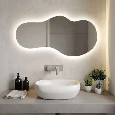 Organischer Spiegel mit Beleuchtung für die Wand im modernen Design