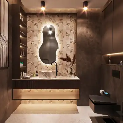 Organischer Spiegel mit Beleuchtung für die Wand im modernen Design