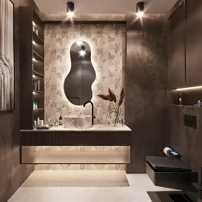 Organischer Spiegel mit Beleuchtung für die Wand im modernen Design