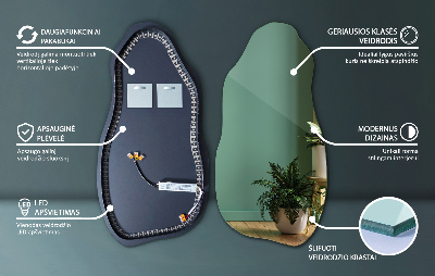 Unregelmäßig geformter Spiegel modern mit LED-Beleuchtung