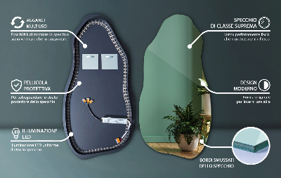 Unregelmäßig geformter Spiegel modern mit LED-Beleuchtung