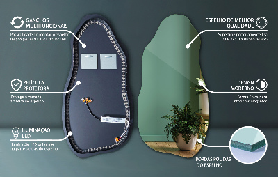 Unregelmäßig geformter Spiegel modern mit LED-Beleuchtung