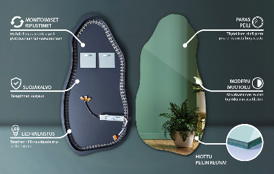Unregelmäßig geformter Spiegel modern mit LED-Beleuchtung