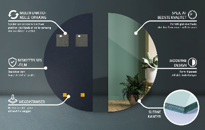 Halbrunder spiegel ohne Rahmen