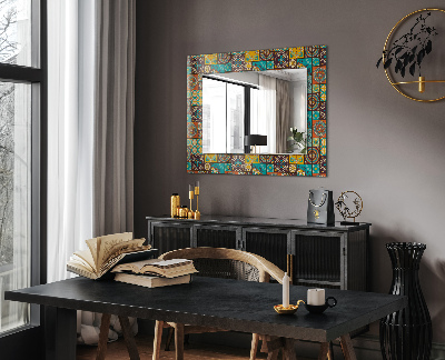 Spiegel mit ornamenten Spiegel mit ornamenten Farbige Mosaikfliese