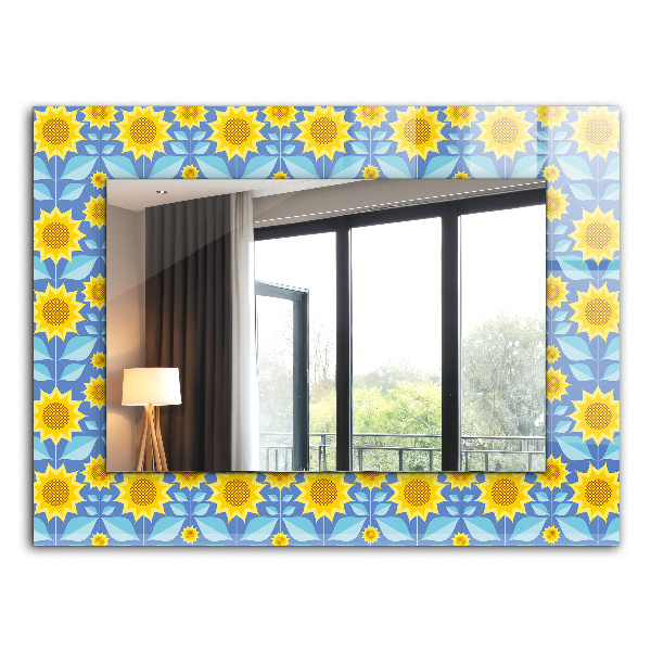Spiegel mit aufdruck Spiegel mit aufdruck Sonnenblumen Blätter Muster