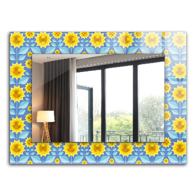 Spiegel mit aufdruck Spiegel mit aufdruck Sonnenblumen Blätter Muster