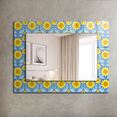 Spiegel mit aufdruck Spiegel mit aufdruck Sonnenblumen Blätter Muster
