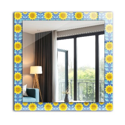 Spiegel mit aufdruck Spiegel mit aufdruck Sonnenblumen Blätter Muster