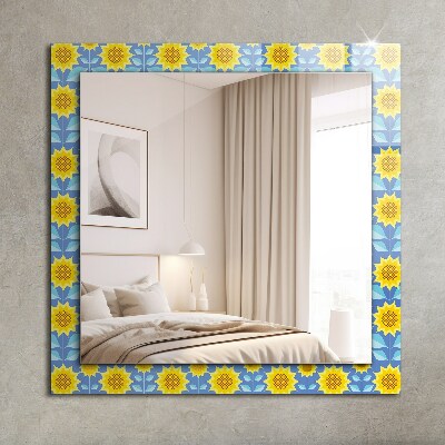Spiegel mit aufdruck Spiegel mit aufdruck Sonnenblumen Blätter Muster