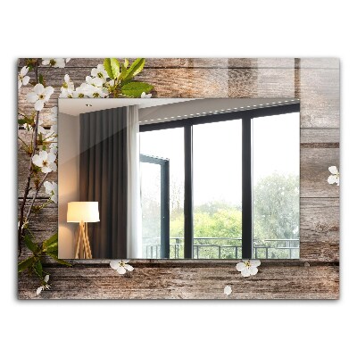 Bedruckter spiegel Bedruckter spiegel Blumen auf Holz