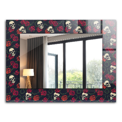 Spiegel mit motivdruck Spiegel mit motivdruck Totenköpfe Rosen Dornen