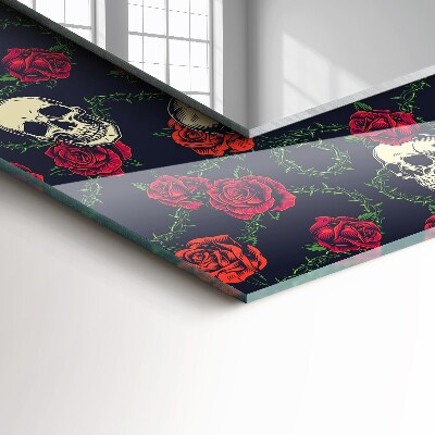 Spiegel mit motivdruck Spiegel mit motivdruck Totenköpfe Rosen Dornen