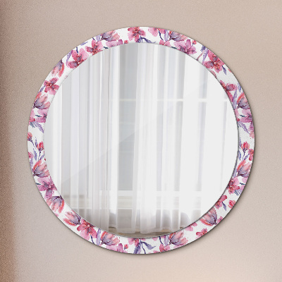 Runder Spiegel mit bedrucktem Rahmen Aquarell blumen