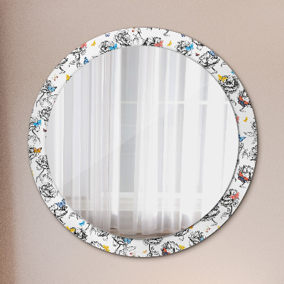 Runder Spiegel mit bedrucktem Rahmen Schmetterling