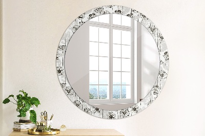 Runder Spiegel mit bedrucktem Rahmen Blumen mohnblumen