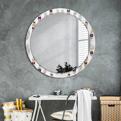 Runder Spiegel mit dekorativem Rahmen Federn