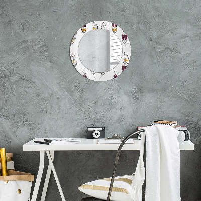 Runder Spiegel mit dekorativem Rahmen Federn