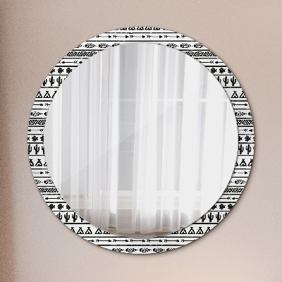 Runder Spiegel mit bedrucktem Rahmen Boho minimalistisch
