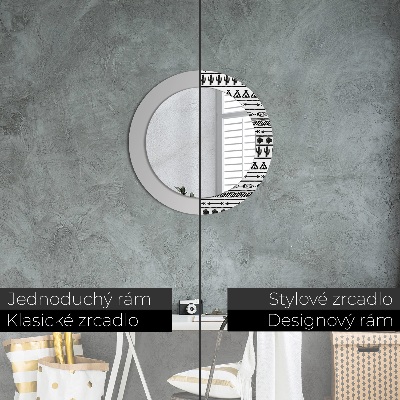 Runder Spiegel mit bedrucktem Rahmen Boho minimalistisch