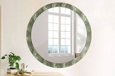 Runder Spiegel mit bedrucktem Rahmen Tropisch blätter