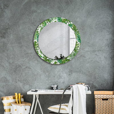 Runder Spiegel mit bedrucktem Rahmen Dschungel blätter