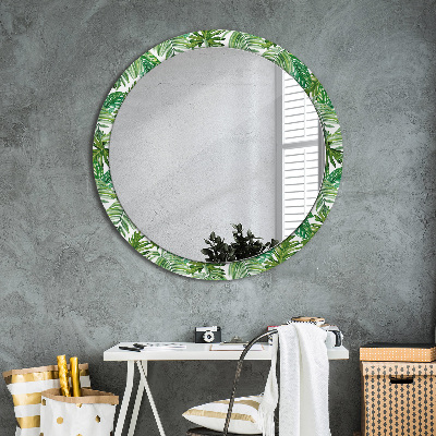 Runder Spiegel mit bedrucktem Rahmen Dschungel blätter