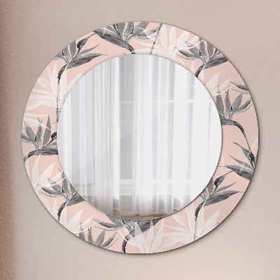 Runder Spiegel mit bedrucktem Rahmen Vogel paradies