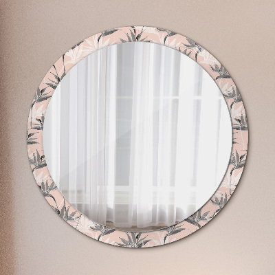 Runder Spiegel mit bedrucktem Rahmen Vogel paradies