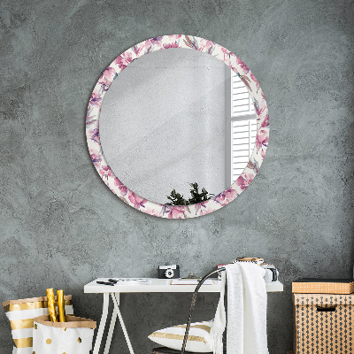 Runder Spiegel mit dekorativem Rahmen Pfingstrosen blumen