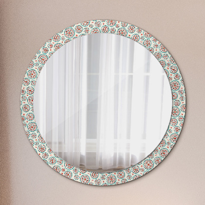 Runder Spiegel mit bedrucktem Rahmen Boho muster