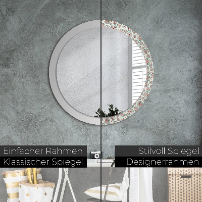 Runder Spiegel mit bedrucktem Rahmen Boho muster