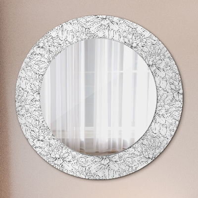 Runder Spiegel mit bedrucktem Rahmen Lotus blumen