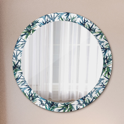 Runder Spiegel mit bedrucktem Rahmen Blau palmen