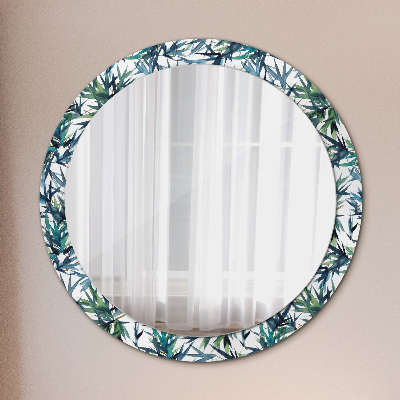 Runder Spiegel mit bedrucktem Rahmen Blau palmen