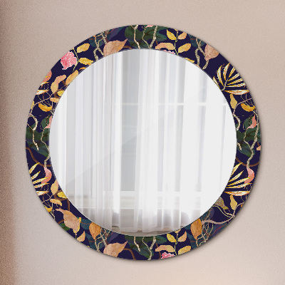 Runder Spiegel mit dekorativem Rahmen Wasserfarbe pflanzen