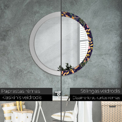 Runder Spiegel mit dekorativem Rahmen Wasserfarbe pflanzen
