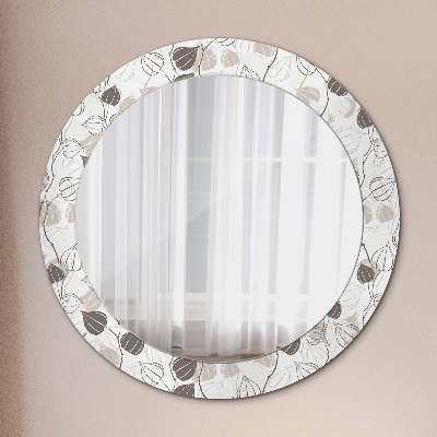 Runder Spiegel mit bedrucktem Rahmen Abstrakt blumig