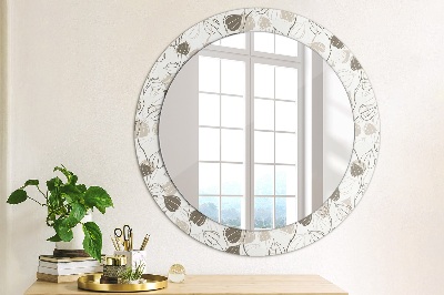Runder Spiegel mit bedrucktem Rahmen Abstrakt blumig