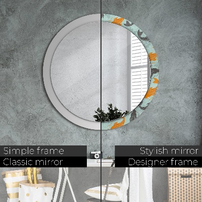 Runder Spiegel mit bedrucktem Rahmen Chinesisch karpfen
